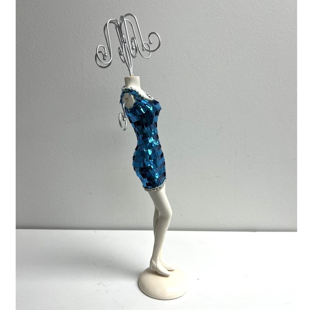 Blue Sequin Mini Dress Jewelry Holder – Mannequin Style Jewelry Organizer - Picture 3 of 5
